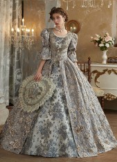 Customized Women Grey Floral Masquerade Ball Gown Victorian Marie Antoinette Dress Customized Women Grey Floral Masquerade Ball Gown Victorian Marie Antoinette Dress