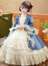 Girls Marie Antoinette Ball Gown Children Victorian Souther Bell Blue Dress Girls Marie Antoinette Ball Gown Children Victorian Souther Bell Blue Dress