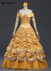 High Quality Adult Belle Princess Costume Yellow Moive Beauty and the Beast Cosplay Dresses For Women High Quality Adult Belle Princess Costume Yellow Moive Beauty and the Beast Cosplay Dresses For Women