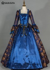 Clearance Renaissance Brocade Colonial Antique Blue Floral Dress Princess Victorian Prom Ball Gown Reenactment Theater Clothing Clearance Renaissance Brocade Colonial Antique Blue Floral Dress Princess Victorian Prom Ball Gown Reenactment Theater Clothing